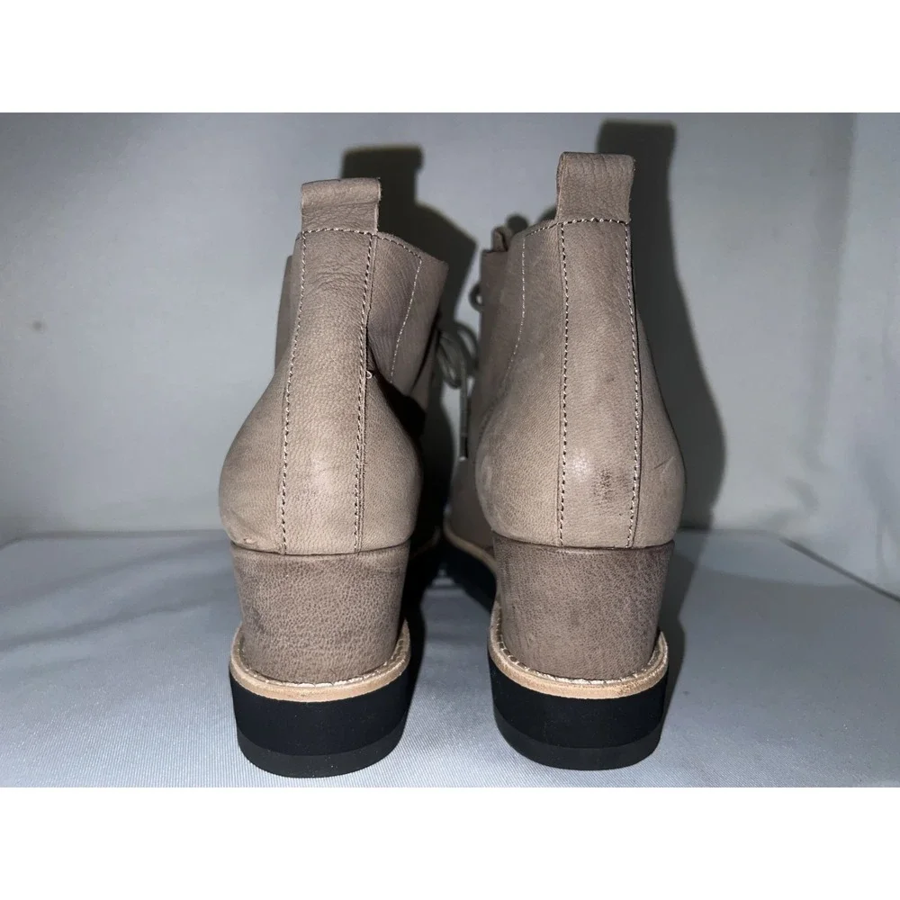 EILEEN FISHER Shoes Women's Size 9 Brown Nubuck Leather Capa Wedge Boots Booties